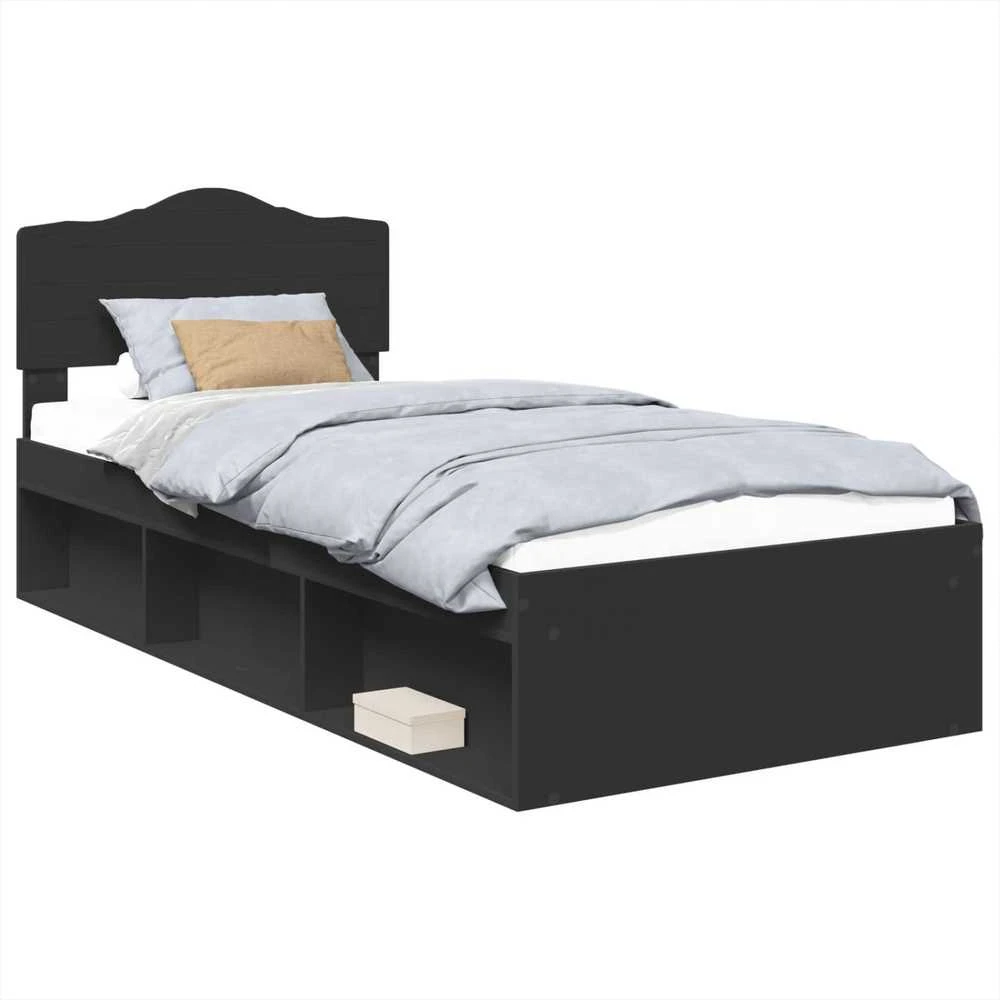 Lova Lovos rėmas Juoda 90 x 190 cm Kietos pušies mediena