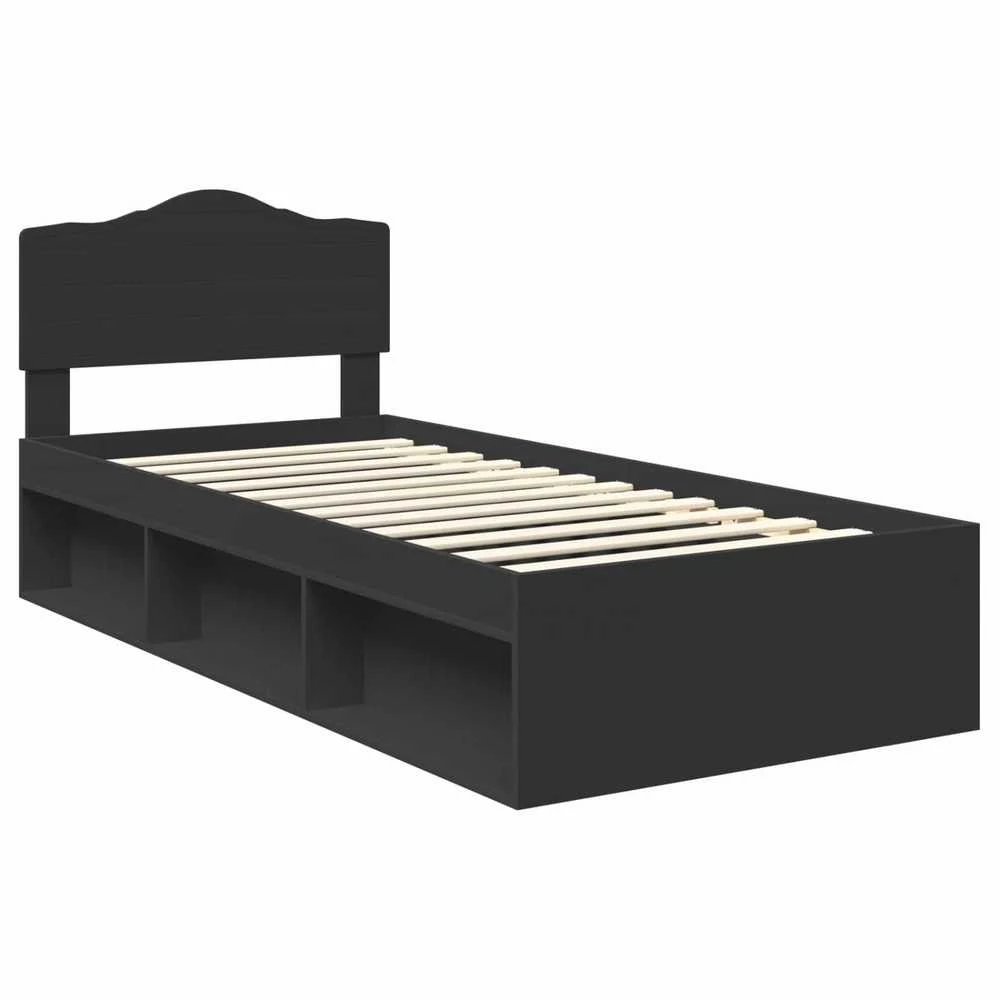 Lova Lovos rėmas Juoda 90 x 190 cm Kietos pušies mediena