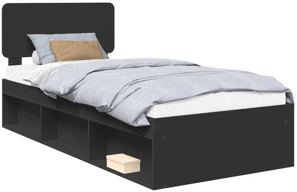 Lova Lovos rėmas Juoda 90 x 200 cm Kietos pušies mediena