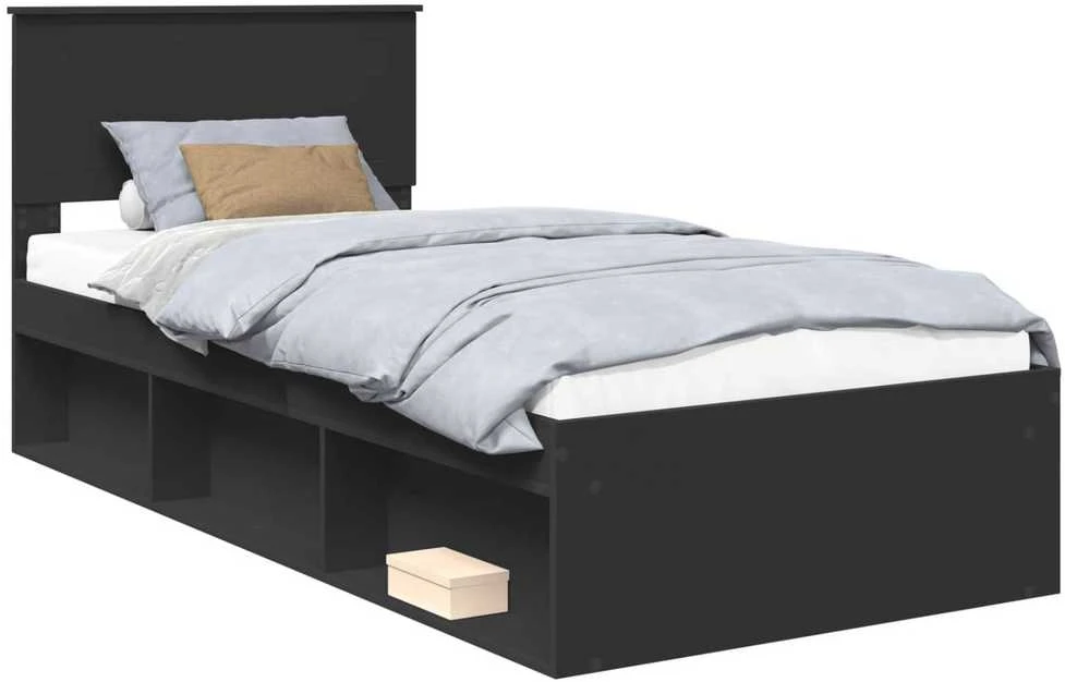 Lova Lovos rėmas Juoda 90 x 200 cm Kietos pušies mediena