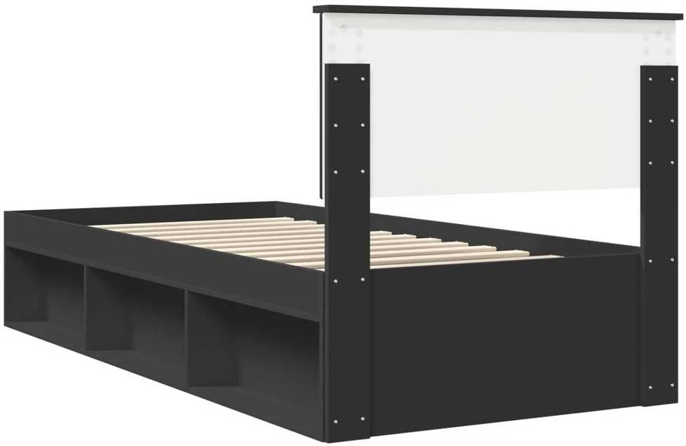 Lova Lovos rėmas Juoda 90 x 200 cm Kietos pušies mediena