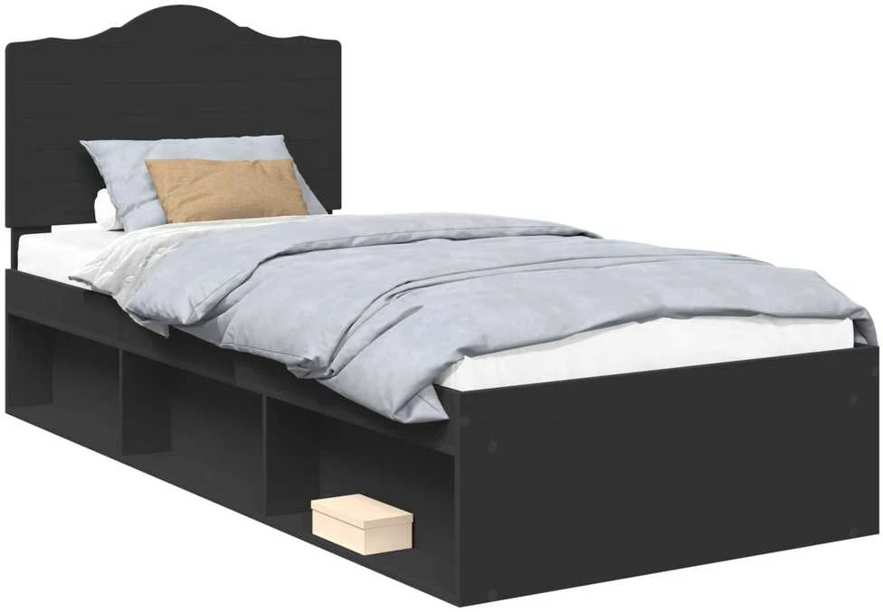 Lova Lovos rėmas Juoda 90 x 200 cm Kietos pušies mediena