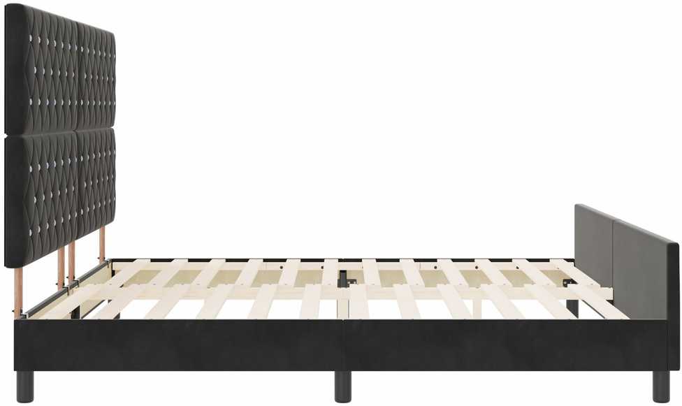 Kiemas lova su galvūgalio Juoda 200 x 200 cm Aksomas