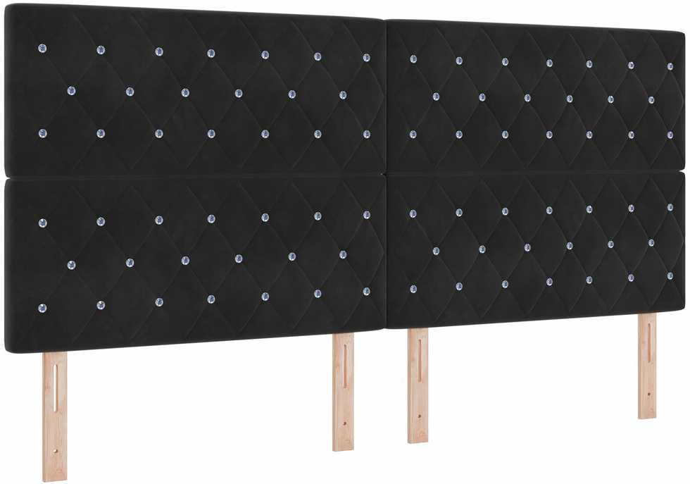 Kiemas lova su galvūgalio Juoda 200 x 200 cm Aksomas