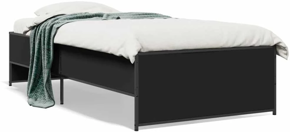 Lovos rėmas, juodas, 75x190cm, apdirbta mediena ir metalas