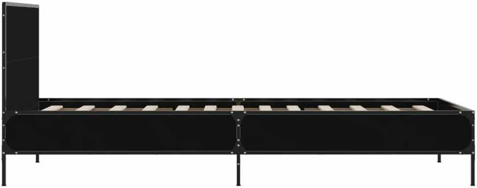 Lovos rėmas, juodas, 75x190cm, apdirbta mediena ir metalas