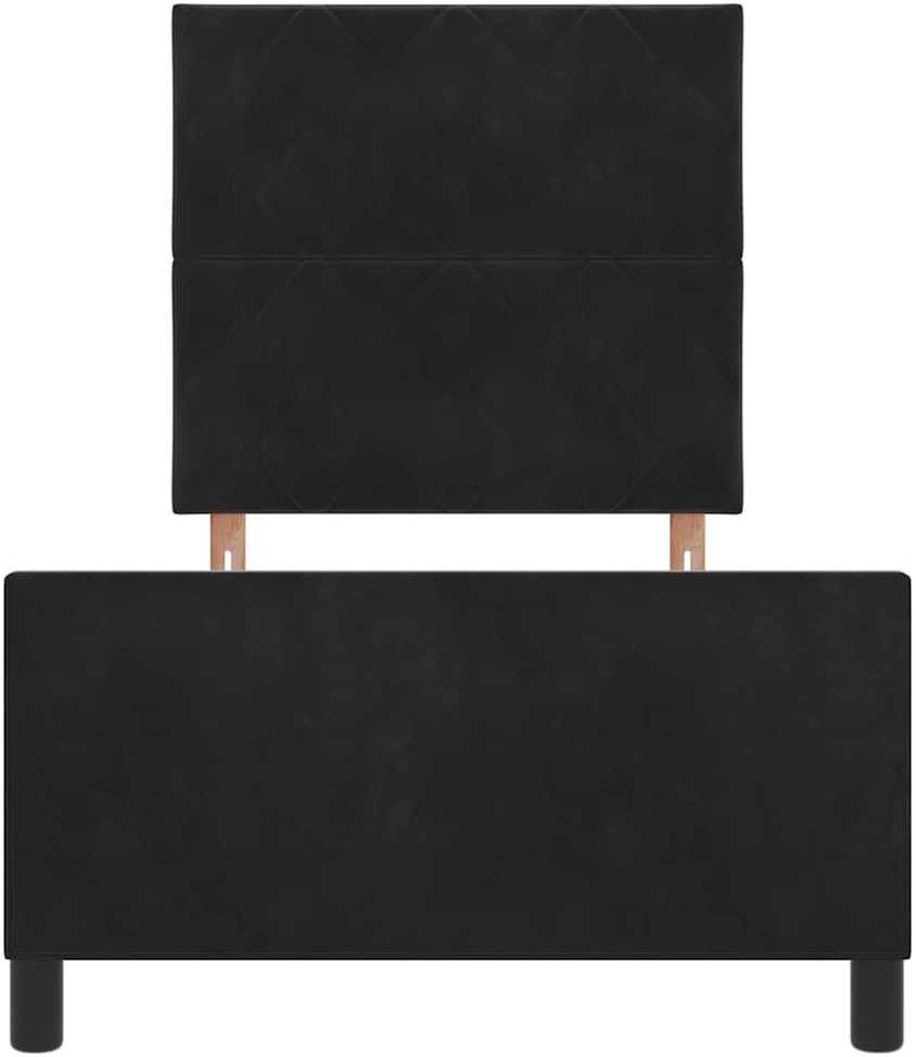 Kiemas lova su galvūgalio Juoda 90 x 200 cm Aksomas