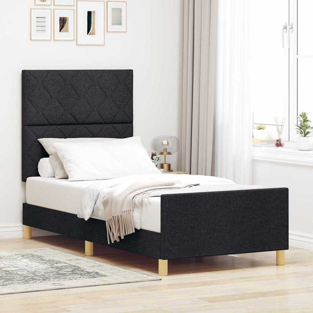 Lova Lovos rėmas su galvūgalio Juoda 90 x 200 cm audinys