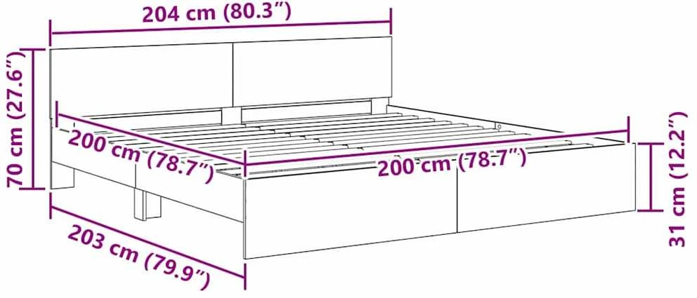 Lovos rėmas Juodas ąžuolas 200 x 200 cm Apdirbta mediena