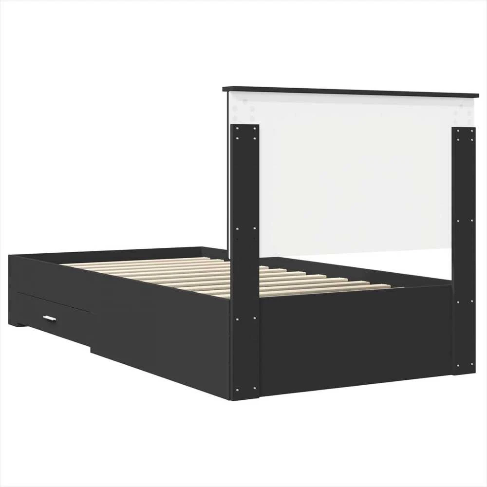 Lova Lovos rėmas Juodas ir sidabrinis 90 x 200 cm Apdirbta mediena