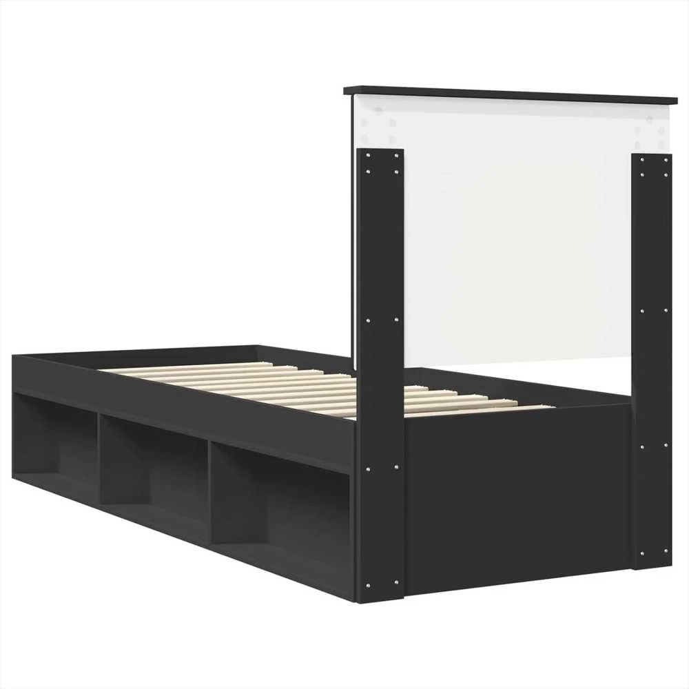Lova Lovos rėmas Juodas ir sidabrinis 75 x 190 cm Apdirbta mediena