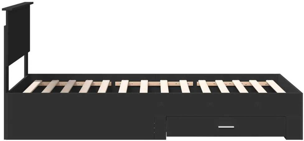 Lova Lovos rėmas Juodas ir sidabrinis 75 x 190 cm Apdirbta mediena
