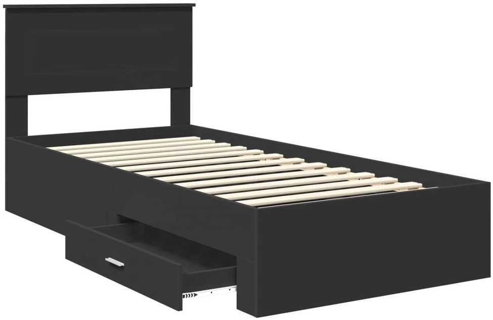 Lova Lovos rėmas Juodas ir sidabrinis 75 x 190 cm Apdirbta mediena