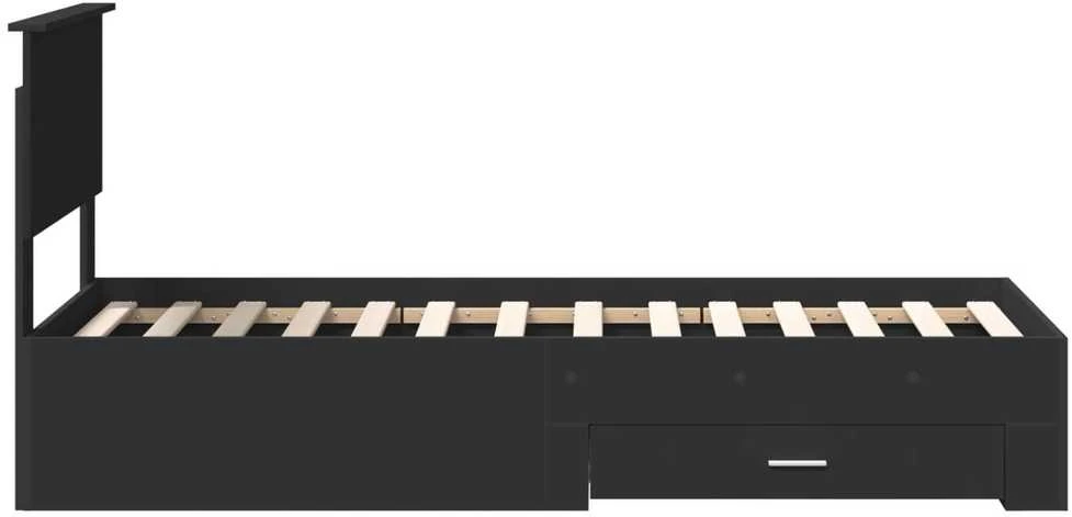 Lova Lovos rėmas Juodas ir sidabrinis 75 x 190 cm Apdirbta mediena