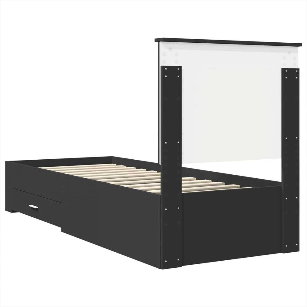 Lova Lovos rėmas Juodas ir sidabrinis 70 x 190 cm Apdirbta mediena