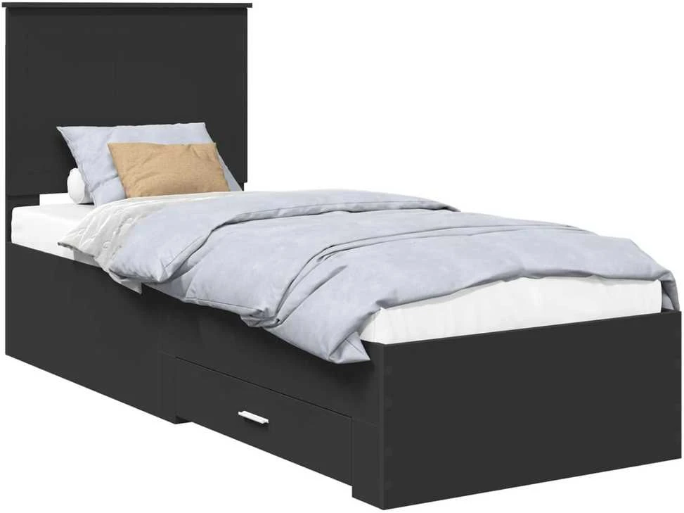 Lova Lovos rėmas Juodas ir sidabrinis 70 x 190 cm Apdirbta mediena