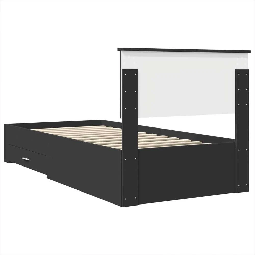 Lova Lovos rėmas Juodas ir sidabrinis 75 x 190 cm Apdirbta mediena