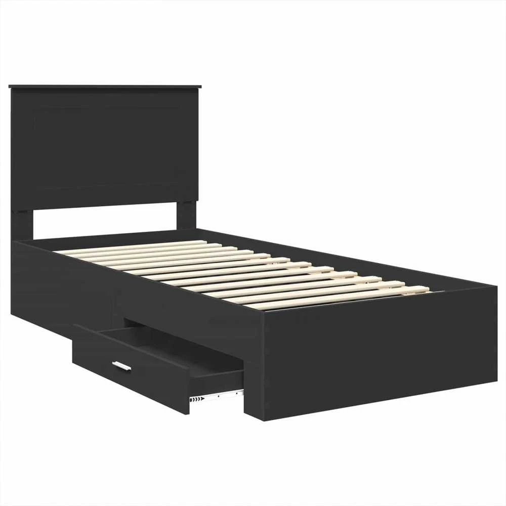 Lova Lovos rėmas Juodas ir sidabrinis 75 x 190 cm Apdirbta mediena