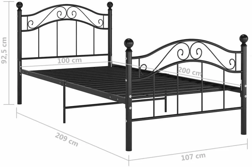 Lovos rėmas, juodos spalvos, 100x200cm, metalas