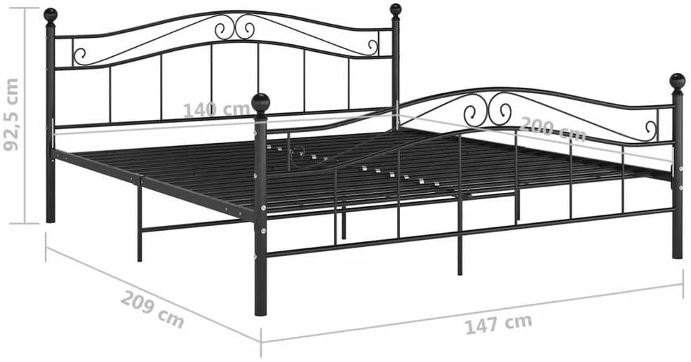 Lovos rėmas, juodos spalvos, 140x200cm, metalas