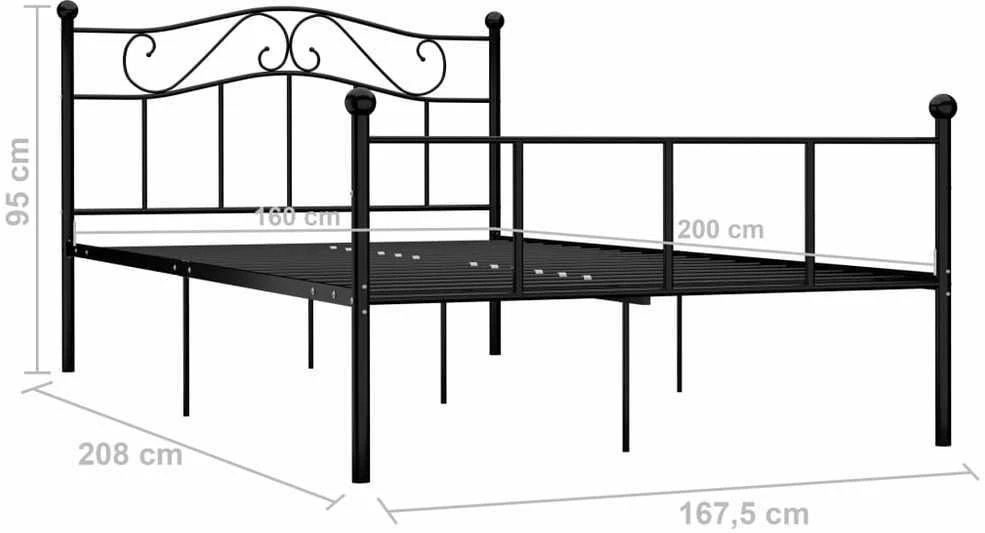Lovos rėmas, juodos spalvos, 160x200cm, metalas
