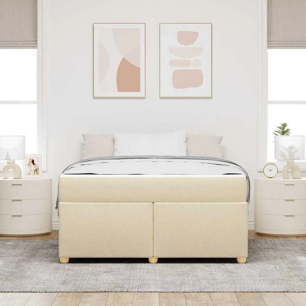 Lovos rėmas su čiužiniu Kreminė 160 x 200 cm audinys