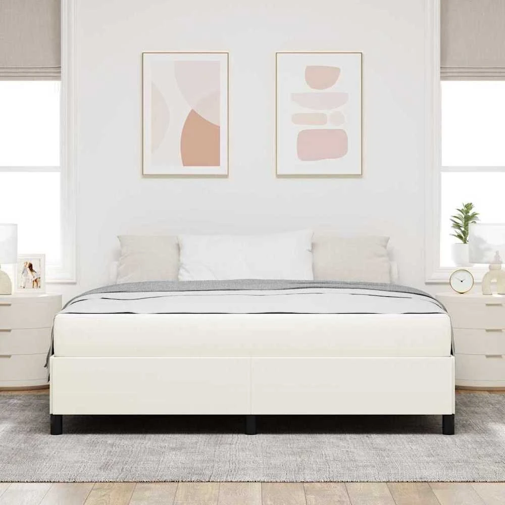 Lovos rėmas su čiužiniu Kreminė 180 x 200 cm audinys