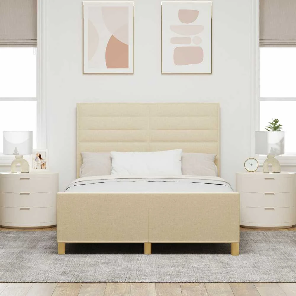 Lovos rėmas su galvūgalio Kreminė 140 x 200 cm audinys