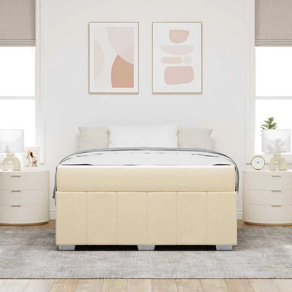 Lovos rėmas su čiužiniu Kreminė 160 x 200 cm audinys