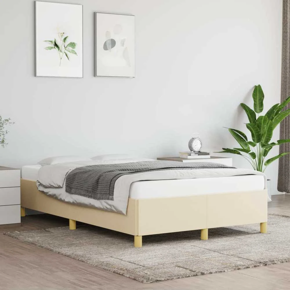 Lovos rėmas be čiužinio, kreminis, 120x190cm, audinys