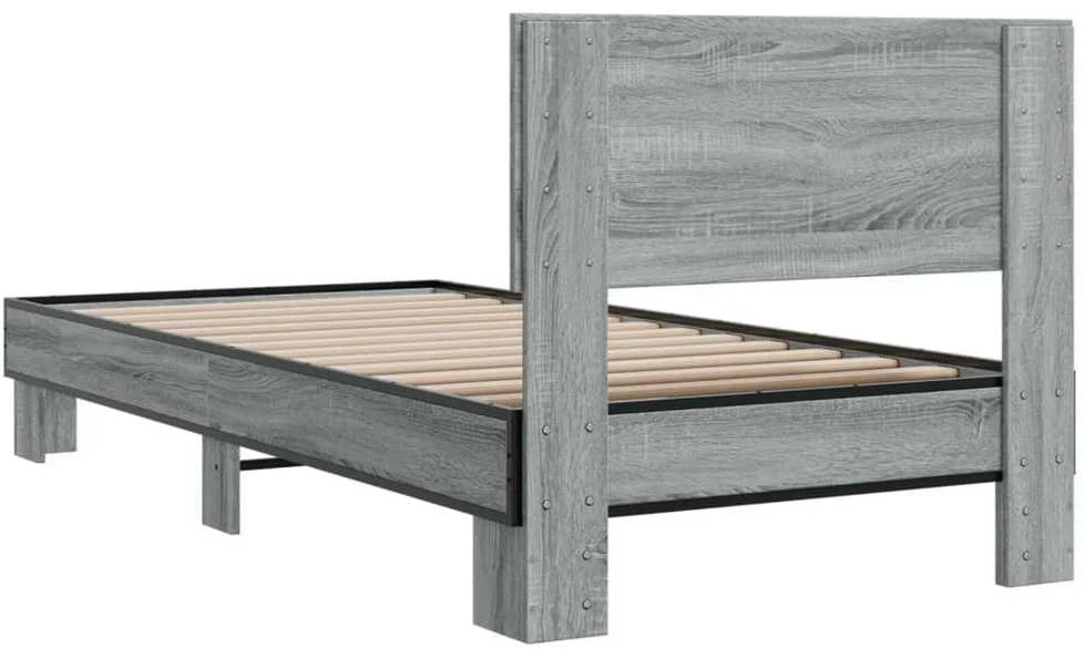 Lovos rėmas, pilkas ąžuolo, 75x190cm, apdirbta mediena/metalas