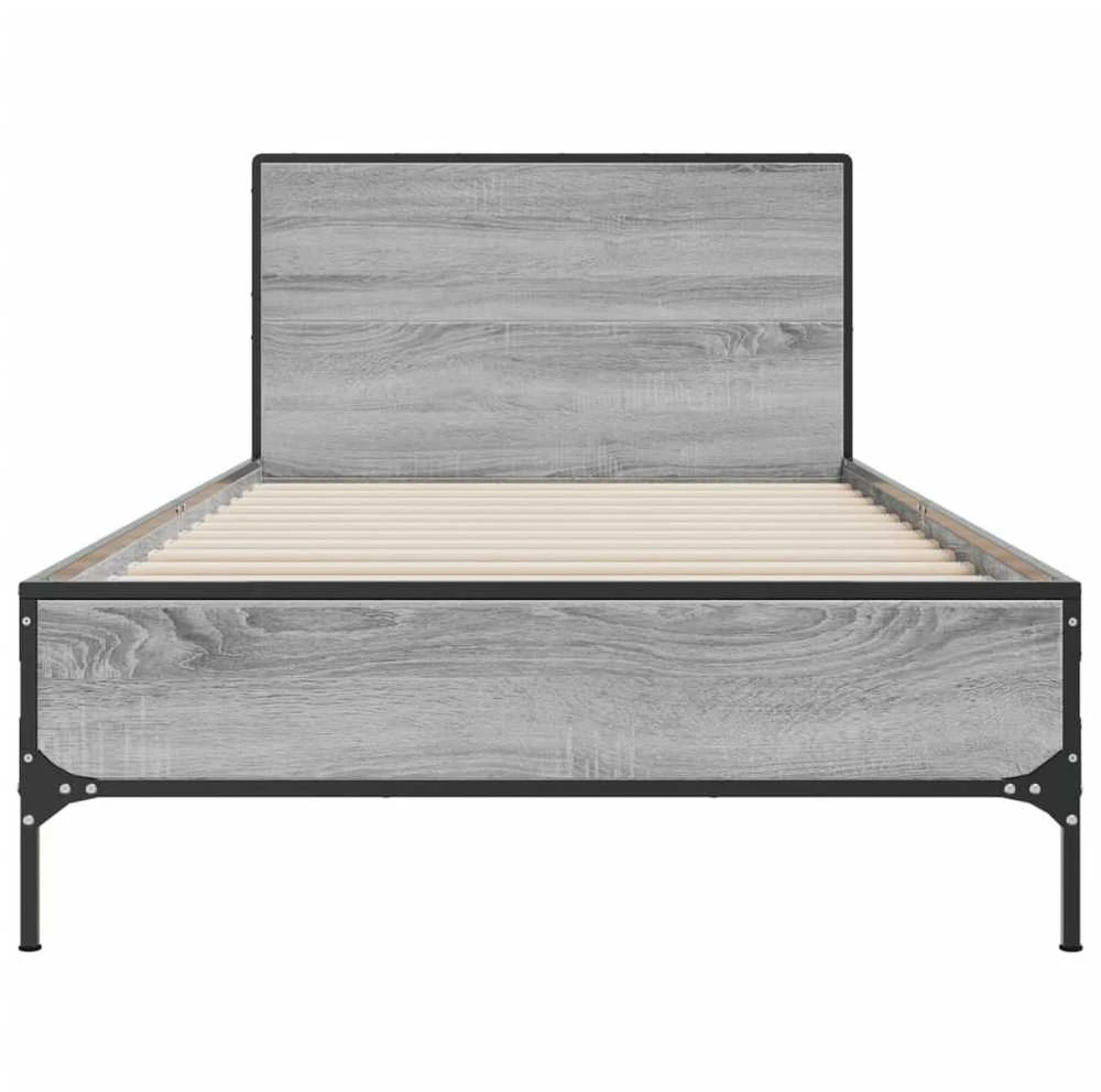 Lovos rėmas, pilkas ąžuolo, 75x190cm, apdirbta mediena/metalas