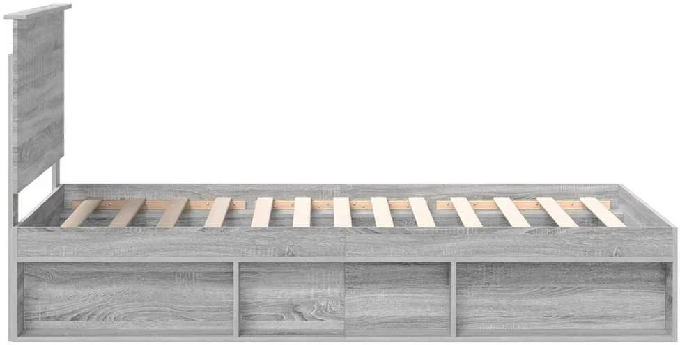 Lova Lovos rėmas Pilkas Sonoma 100 x 200 cm Kietos pušies mediena