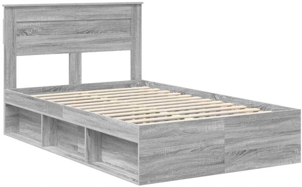 Lova Lovos rėmas Pilkas Sonoma 120 x 190 cm Kietos pušies mediena