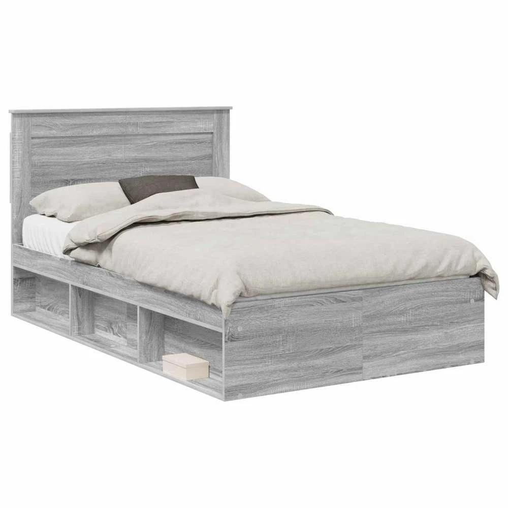 Lova Lovos rėmas Pilka Sonoma 135 x 190 cm Apdirbta mediena