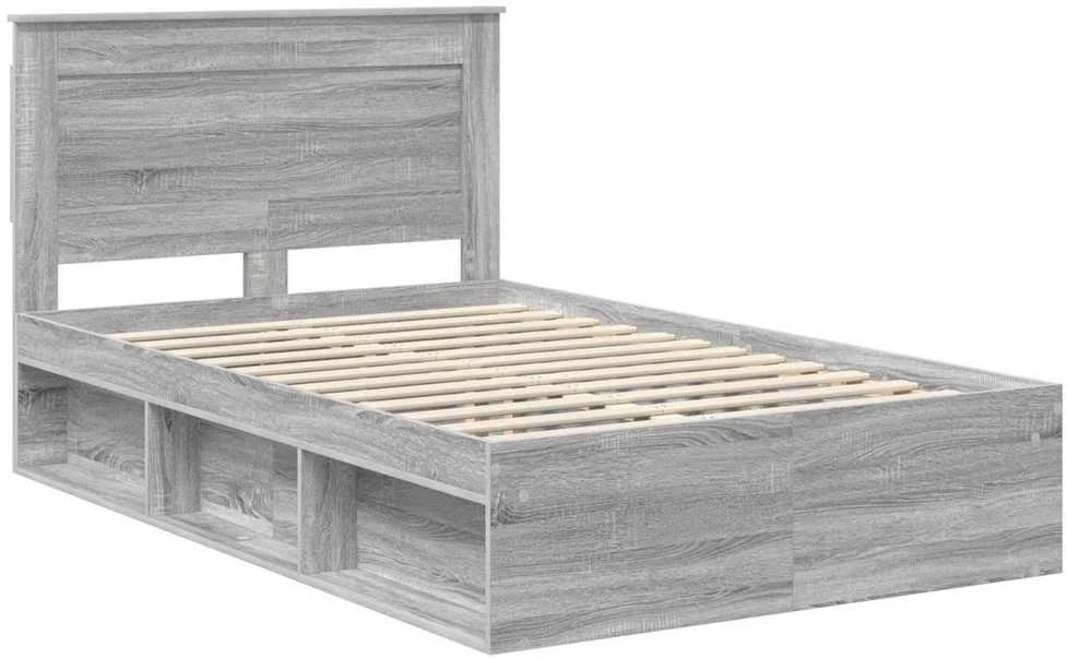 Lova Lovos rėmas Pilka Sonoma 135 x 190 cm Apdirbta mediena