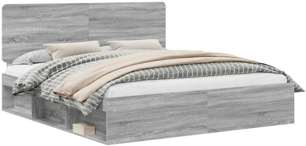 Lovos rėmas Pilkas Sonoma 200 x 200 cm Kietos pušies mediena