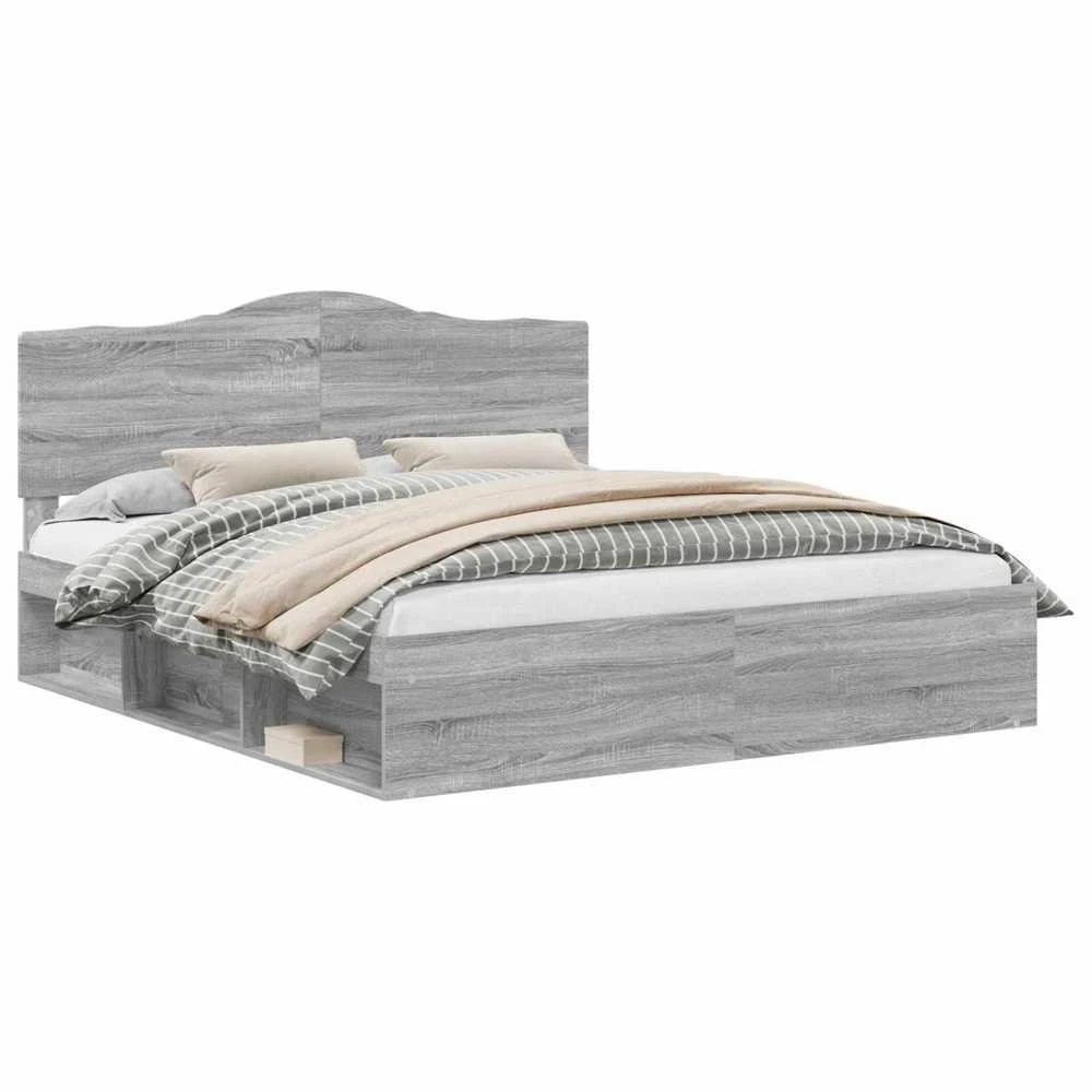 Lovos rėmas Pilkas Sonoma 200 x 200 cm Kietos pušies mediena