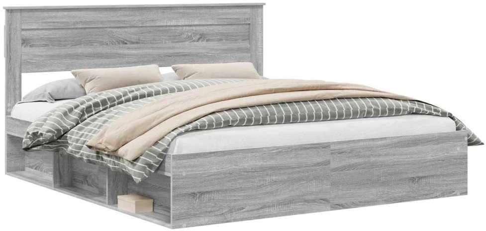 Lovos rėmas Pilkas Sonoma 200 x 200 cm Kietos pušies mediena