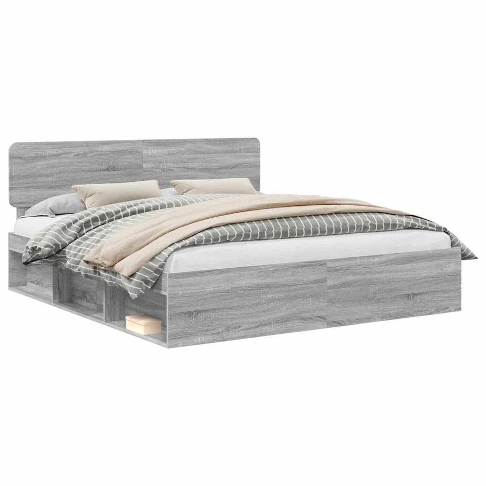 Lovos rėmas Pilkas Sonoma 200 x 200 cm Kietos pušies mediena