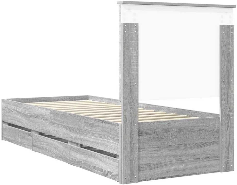 Lova Lovos rėmas Pilkas Sonoma 75 x 190 cm Inžinerinė mediena