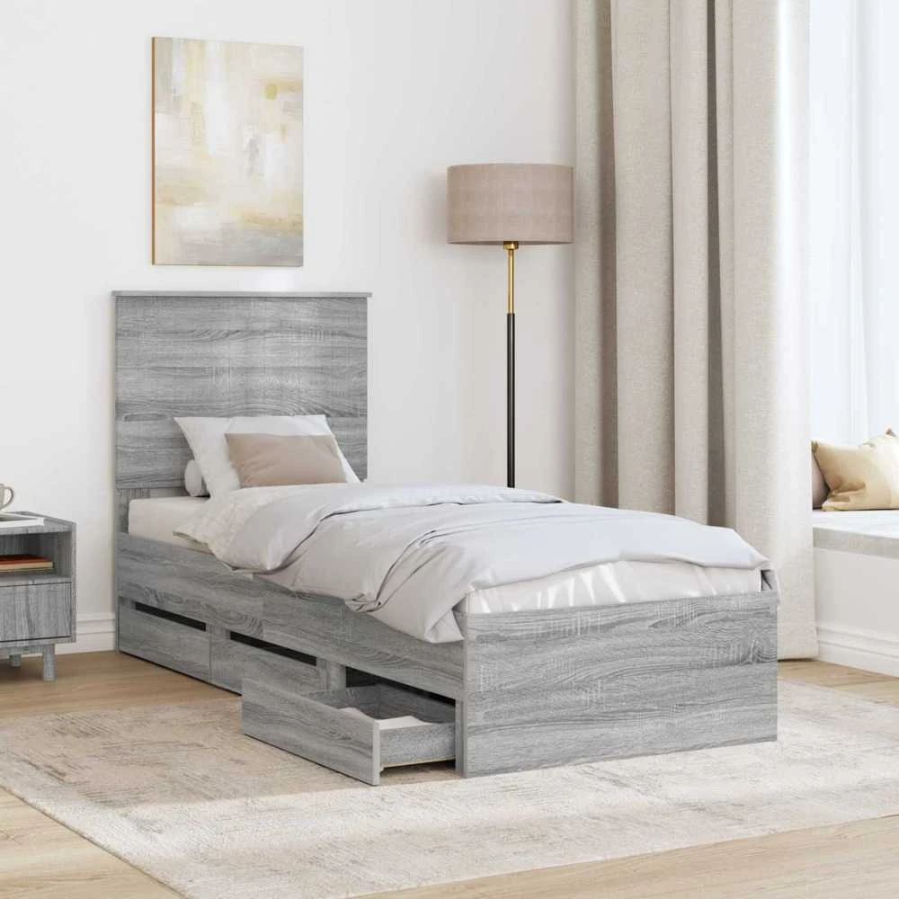 Lova Lovos rėmas Pilkas Sonoma 75 x 190 cm Inžinerinė mediena
