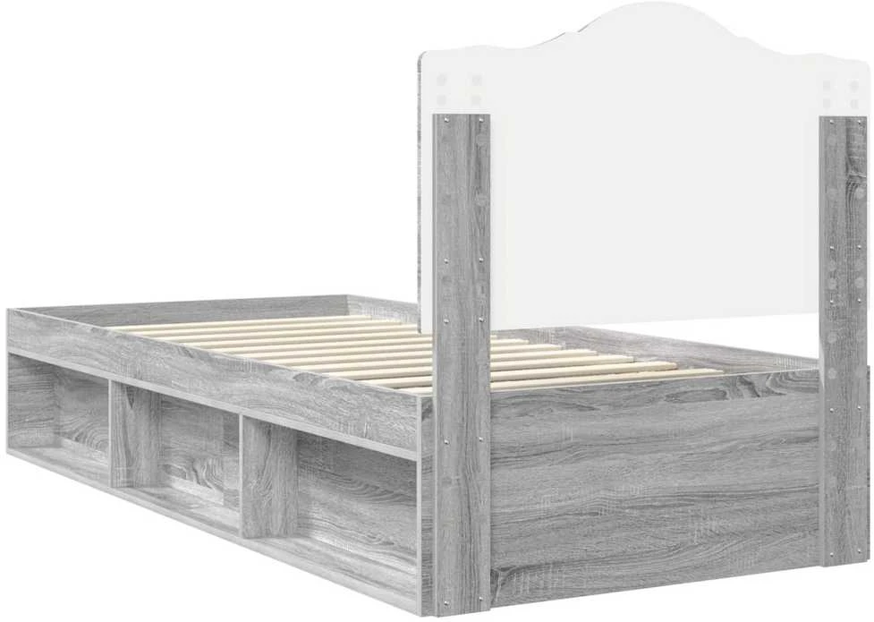 Lova Lovos rėmas Pilkas Sonoma 90 x 190 cm Kietos pušies mediena