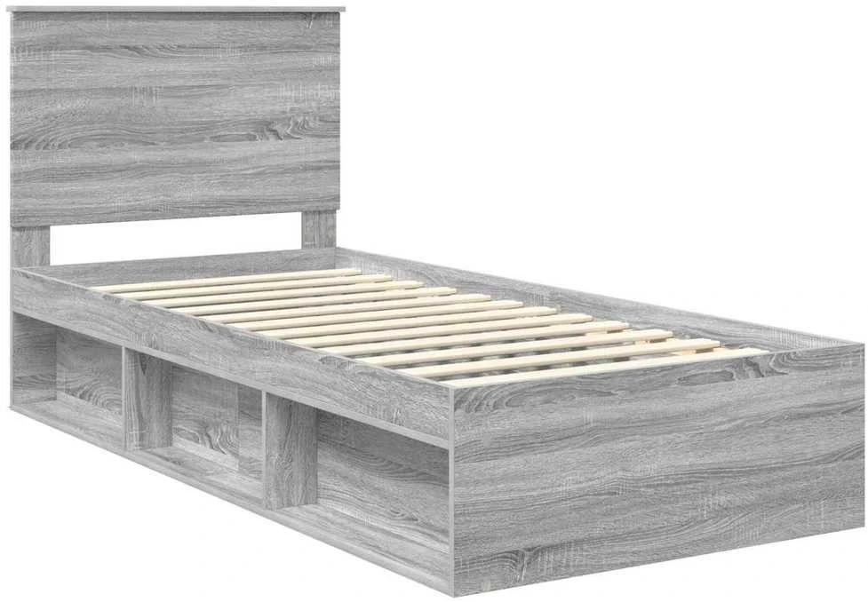Lova Lovos rėmas Pilkas Sonoma 90 x 200 cm Kietos pušies mediena