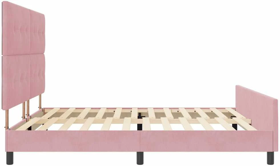 Kiemas lova su galvūgalio Rožinė 200 x 200 cm Aksomas