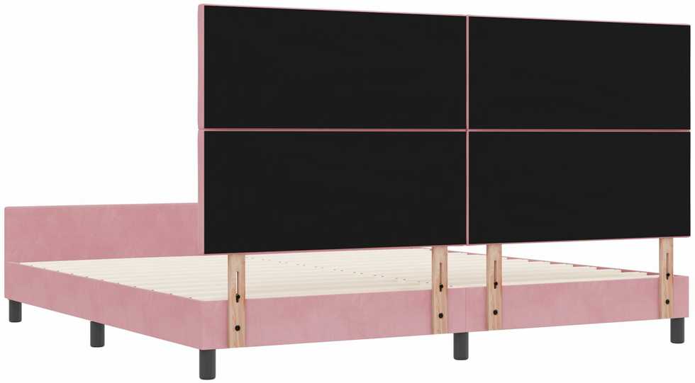 Kiemas lova su galvūgalio Rožinė 200 x 200 cm Aksomas