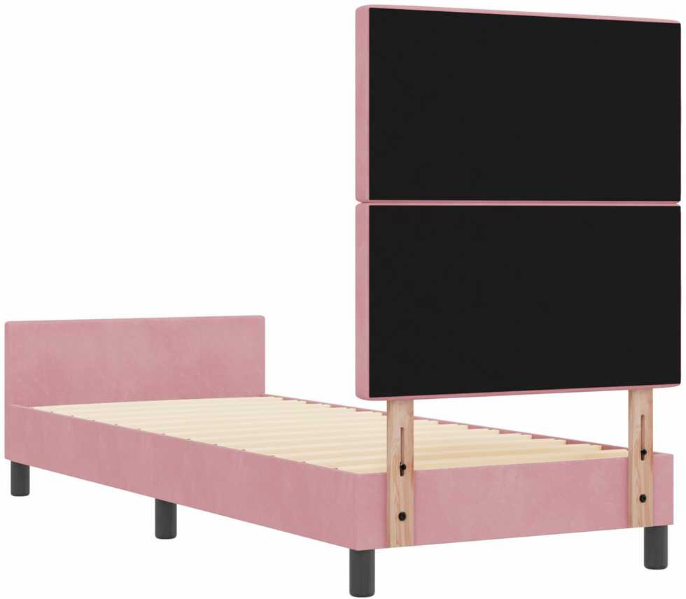 Kiemas lova su galvūgalio Rožinė 80 x 200 cm Aksomas