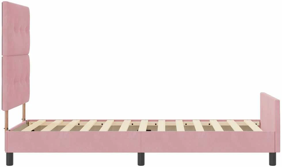 Kiemas lova su galvūgalio Rožinė 100 x 200 cm Aksomas
