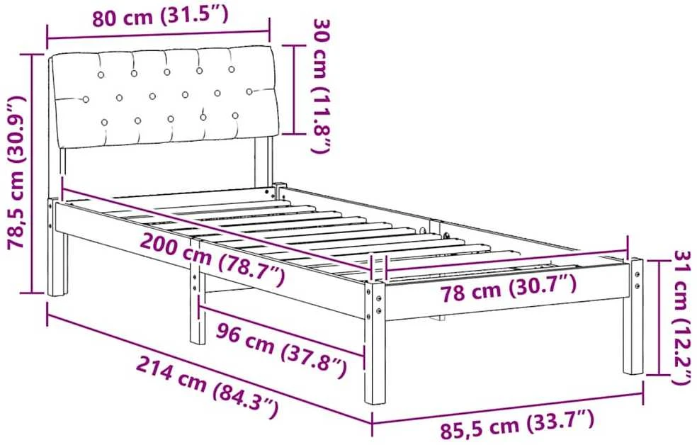 Lova Lovos rėmas Ruda ir šviesiai pilka 80 x 200 cm Pušies masyvas
