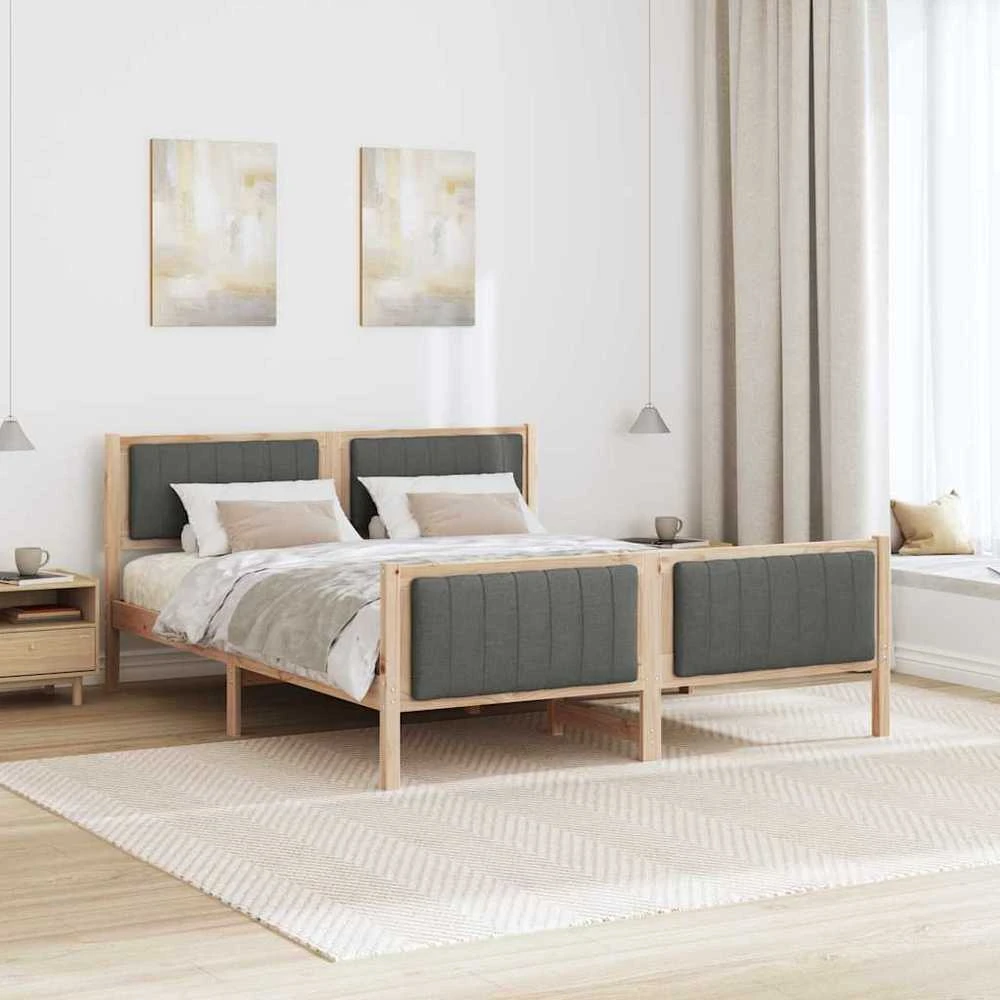 Lovos rėmas ruda ir tamsiai pilka 150 x 200 cm Pušies masyvas
